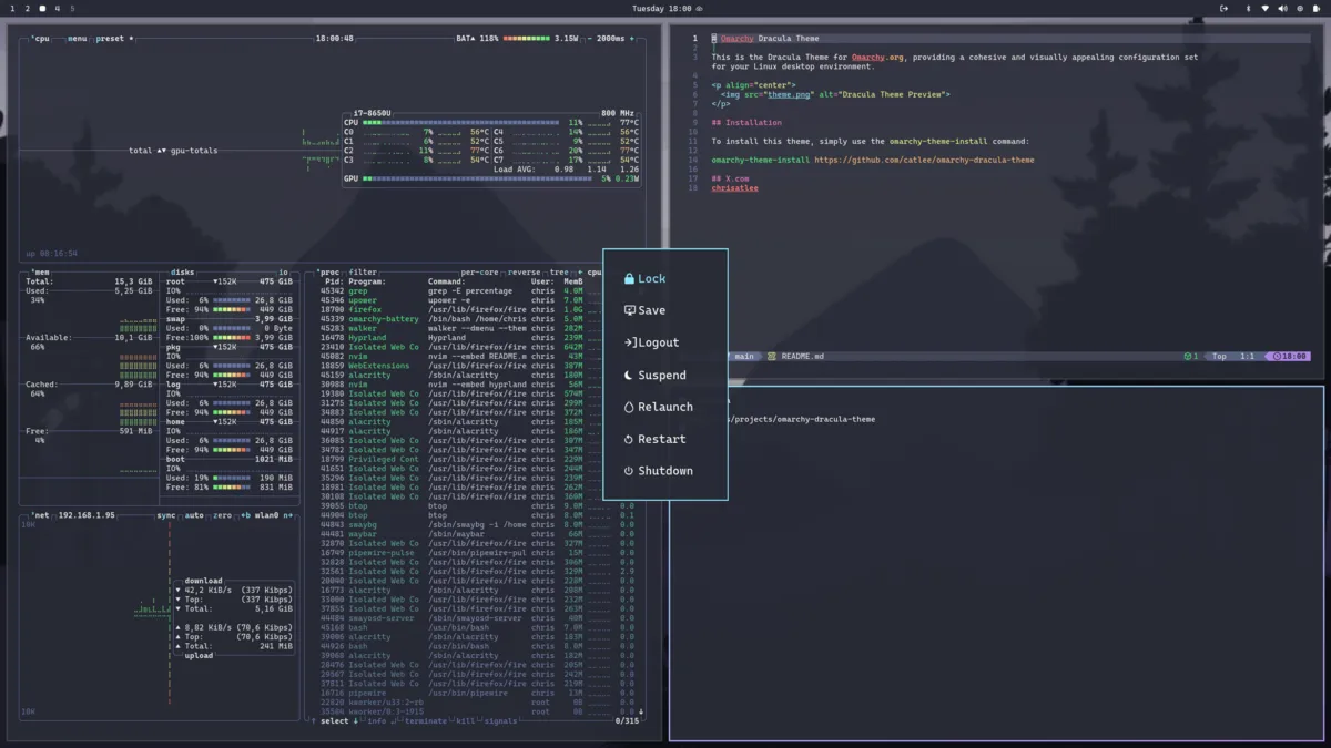 Dracula desktop screenshot from the author’s repository