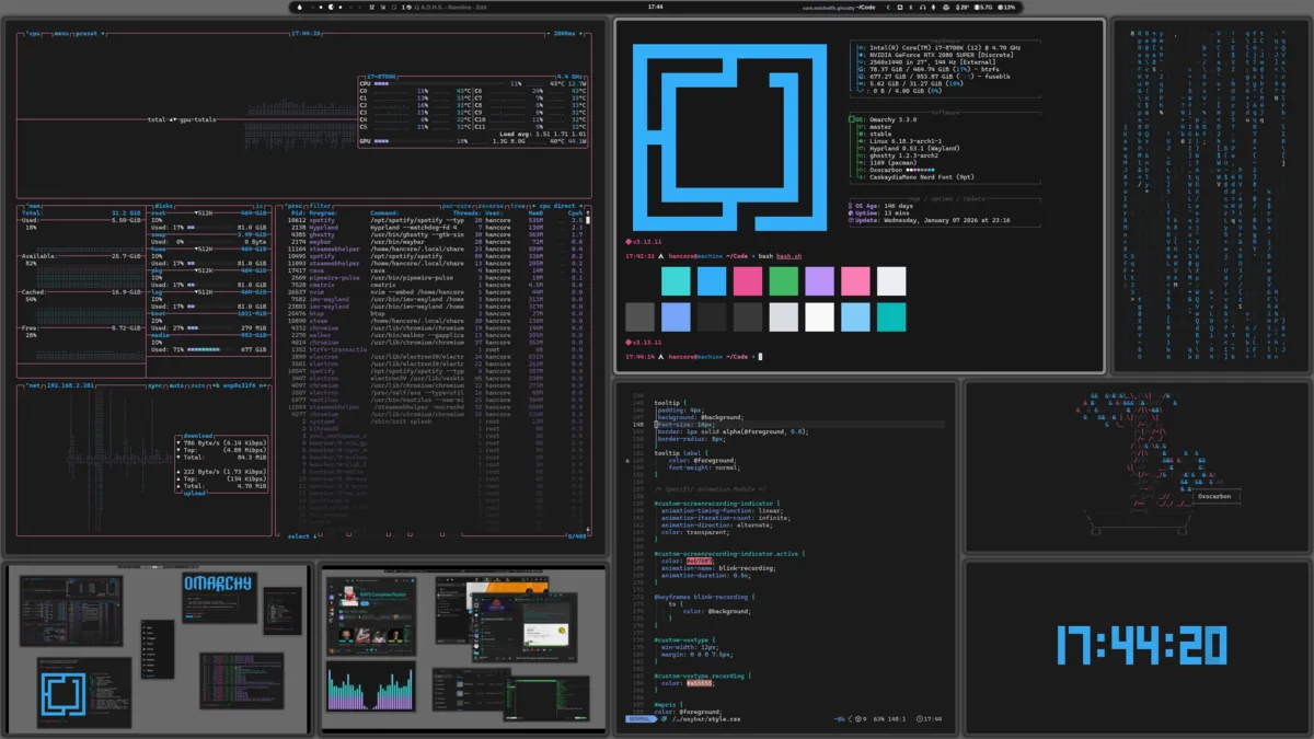 Oxo Carbon desktop screenshot from the author’s repository