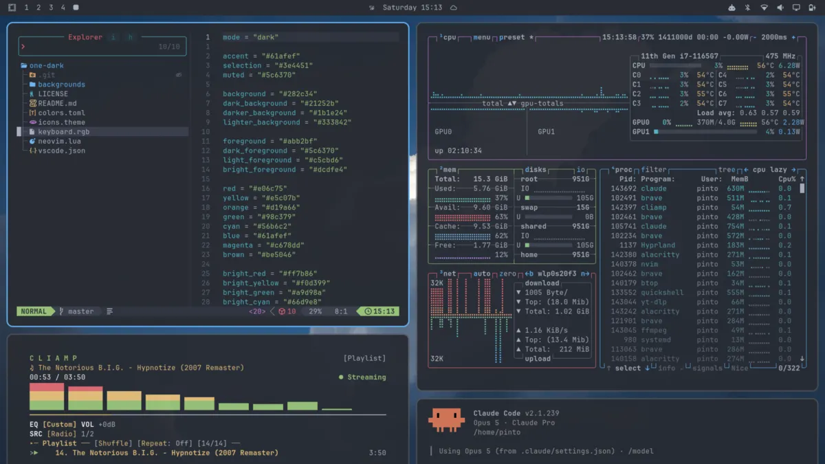 One Dark desktop screenshot from the author’s repository