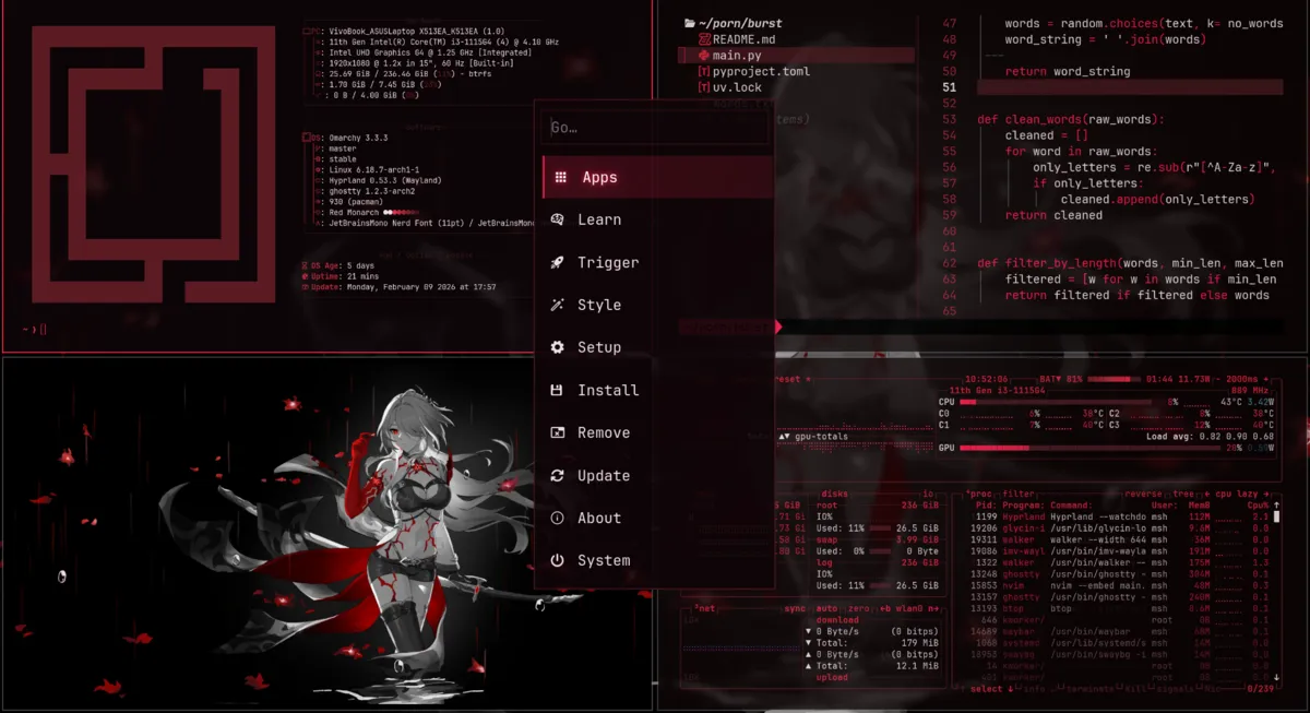 Red Monarch desktop screenshot from the author’s repository