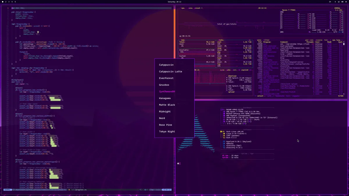 Synthwave '84 desktop screenshot from the author’s repository